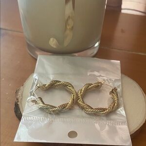Gold Twisted Hoop Earrings